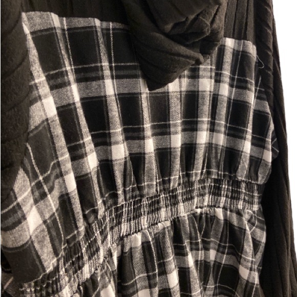 4X SHEIN Curve Flannel Plaid Hoodie Skater Dress - Picture 16 of 17